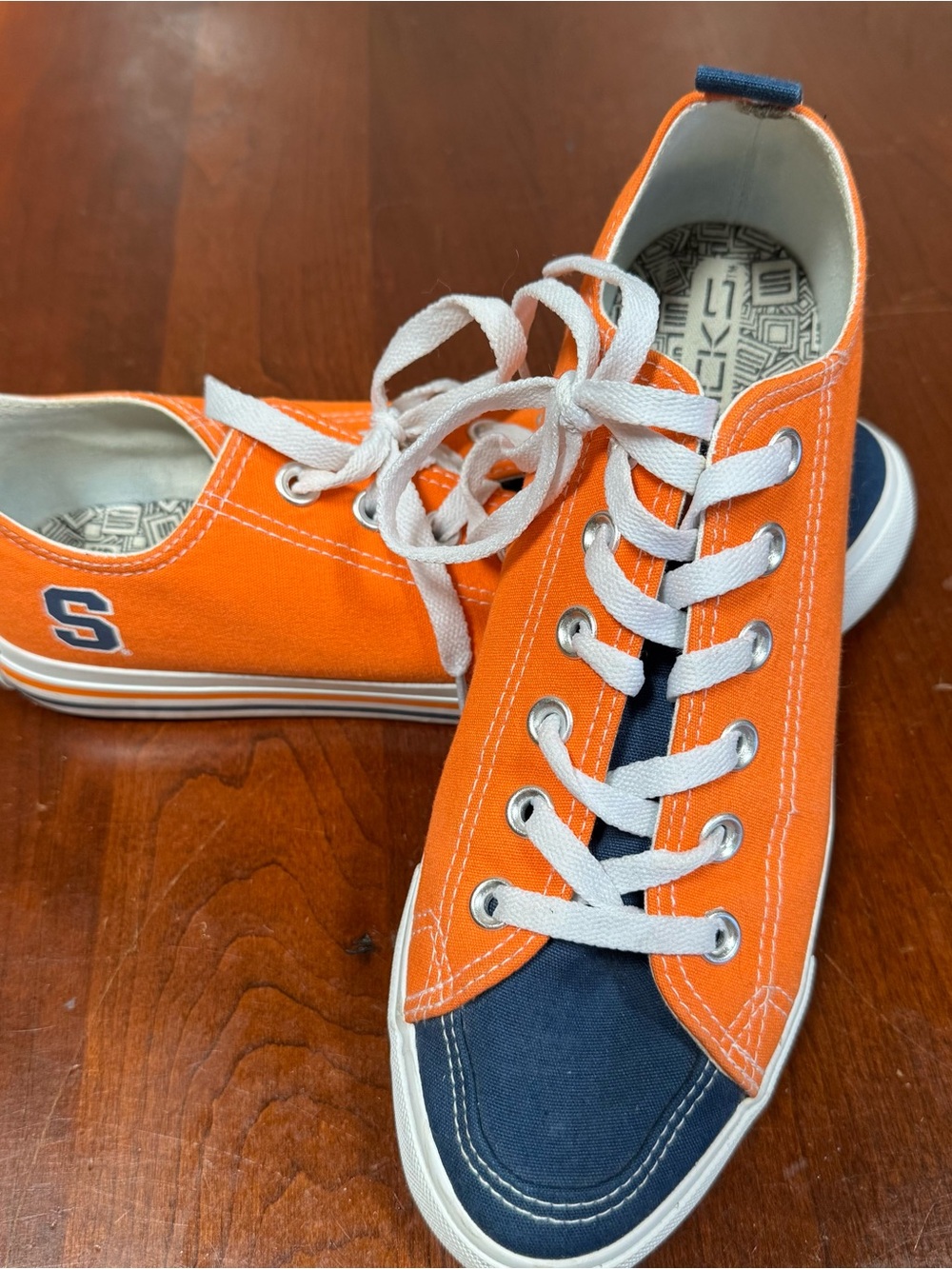 Women’s SKICKS Syracuse University Orange and Navy Low-Top Canvas Sneakers